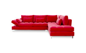 Μοντέρνος κόκκινος γωνιακός καναπές