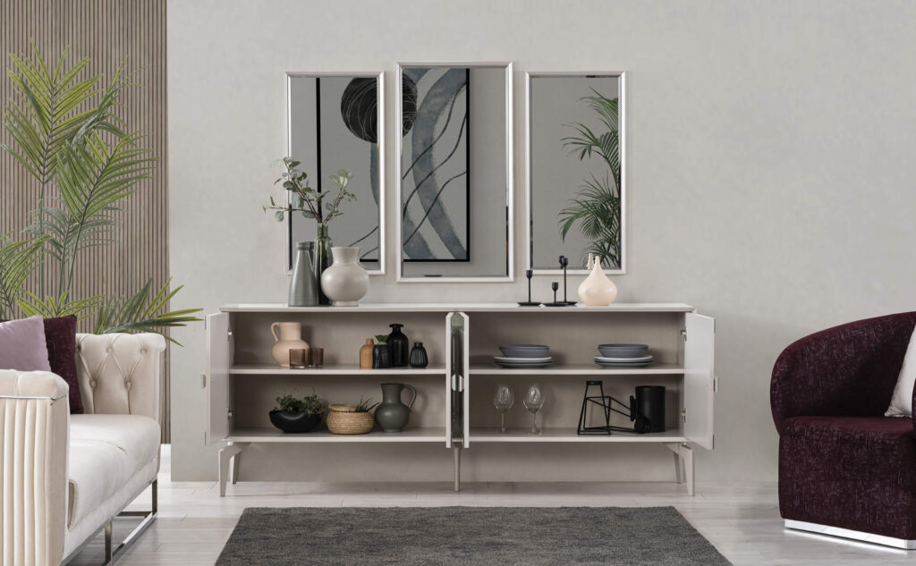 15104 3 1 1024x633 - Μπουφές με καθρέφτες Line Off White 84115